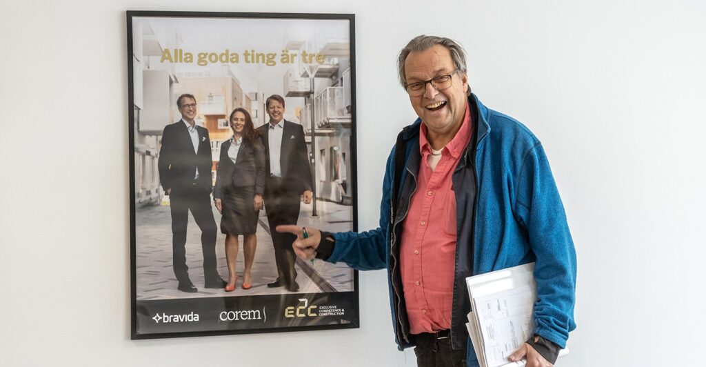 Urban Tjernström gjorde slutbesiktningen av E2Cs totalentreprenad för Corem och hyresgästen Bravida.