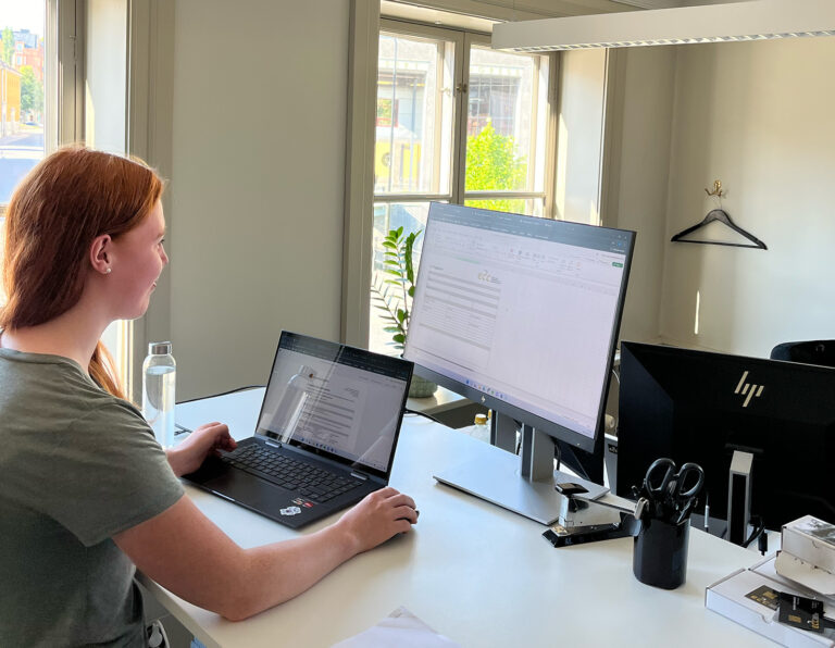 Sofia Jansson går byggingenjörsprogrammet på Campus Norrköping och praktiserade 4 veckor hos E2C i sommar.